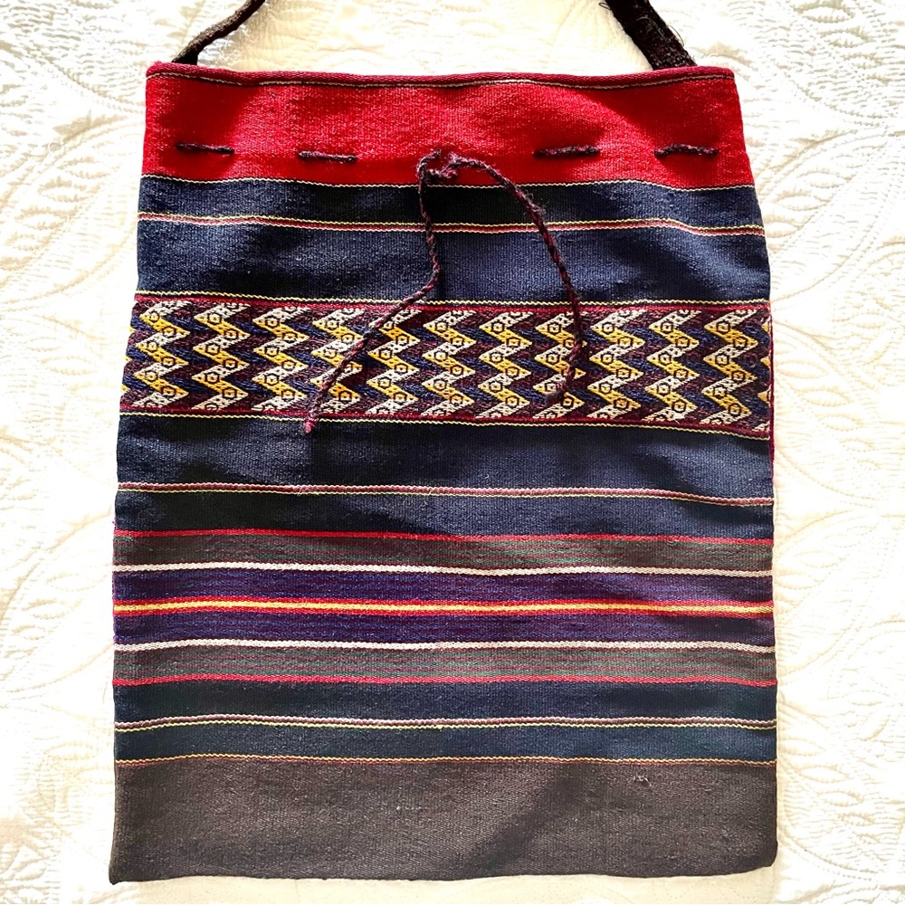 Roqana Imports Textured Woven Wool Drawstring Crossbody Tote Bag NWOT